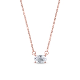 1/3 CT. Certified Oval Lab-Grown Diamond Sideways Solitaire Necklace in 14K Rose Gold (F/SI2)
