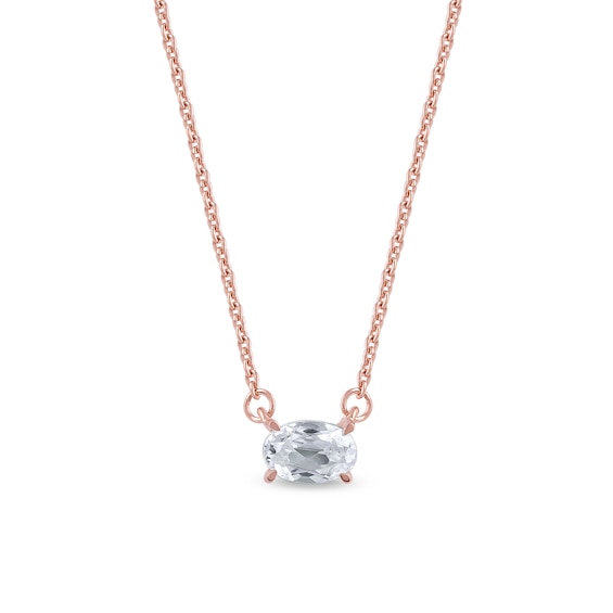 1/3 CT. Certified Oval Lab-Created Diamond Sideways Solitaire Necklace in 14K Rose Gold (F/Si2)