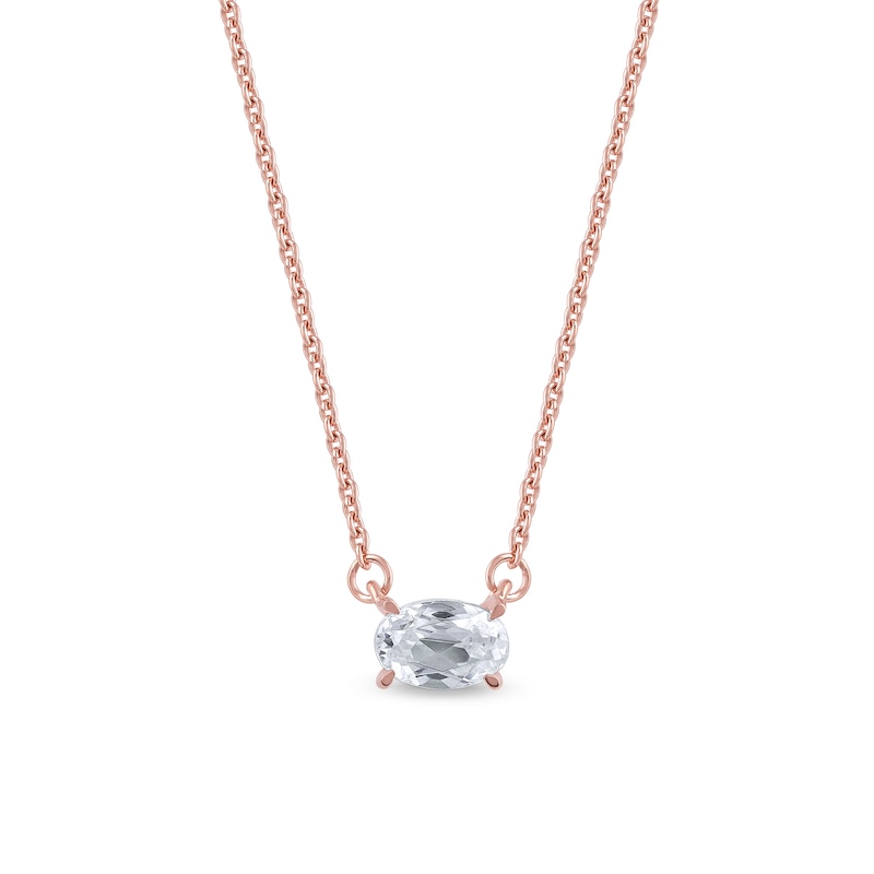 Main Image 1 of 1/3 CT. Certified Oval Lab-Grown Diamond Sideways Solitaire Necklace in 14K Rose Gold (F/SI2)