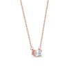 Thumbnail Image 2 of 1/3 CT. Certified Oval Lab-Grown Diamond Sideways Solitaire Necklace in 14K Rose Gold (F/SI2)