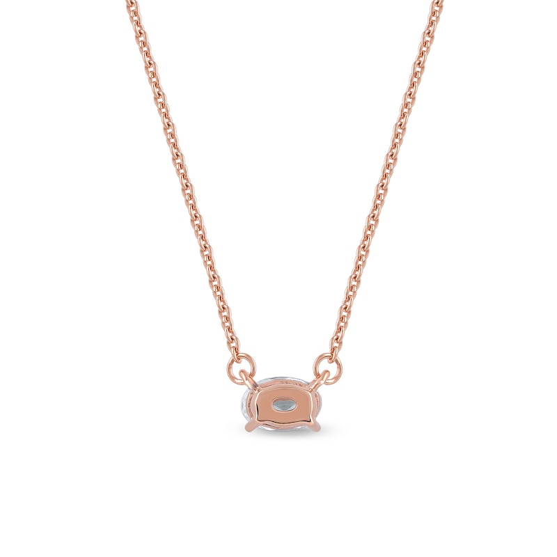 Main Image 3 of 1/3 CT. Certified Oval Lab-Grown Diamond Sideways Solitaire Necklace in 14K Rose Gold (F/SI2)