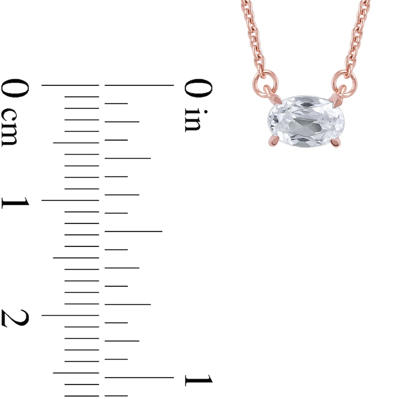 Main Image 4 of 1/3 CT. Certified Oval Lab-Grown Diamond Sideways Solitaire Necklace in 14K Rose Gold (F/SI2)