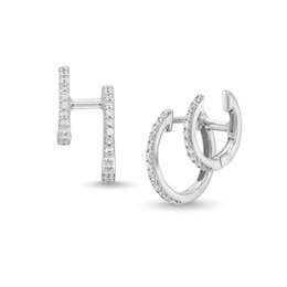 1/3 CT. T.W. Diamond Double Hoops in 10K White Gold