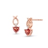 Thumbnail Image 0 of 4.0mm Heart-Shaped Garnet and Diamond Accent Ichthus Drop Earrings in 10K Rose Gold