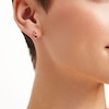 Thumbnail Image 1 of 4.0mm Heart-Shaped Garnet and Diamond Accent Ichthus Drop Earrings in 10K Rose Gold