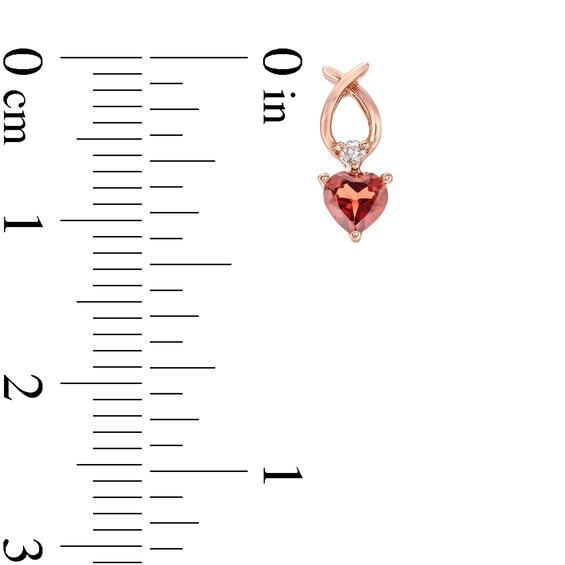 4.0mm Heart-Shaped Garnet and Diamond Accent Ichthus Drop Earrings in 10K Rose Gold