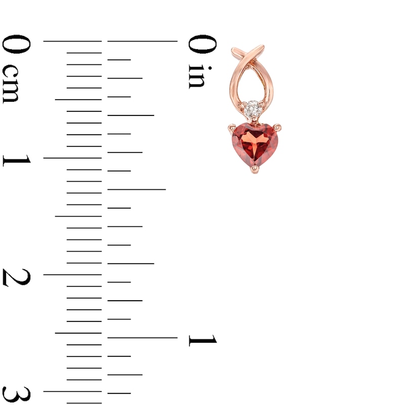 4.0mm Heart-Shaped Garnet and Diamond Accent Ichthus Drop Earrings in 10K Rose Gold