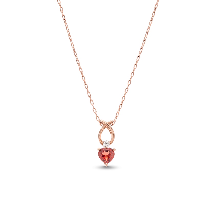 5.0mm Heart-Shaped Garnet and Diamond Accent Ichthus Drop Pendant in ...