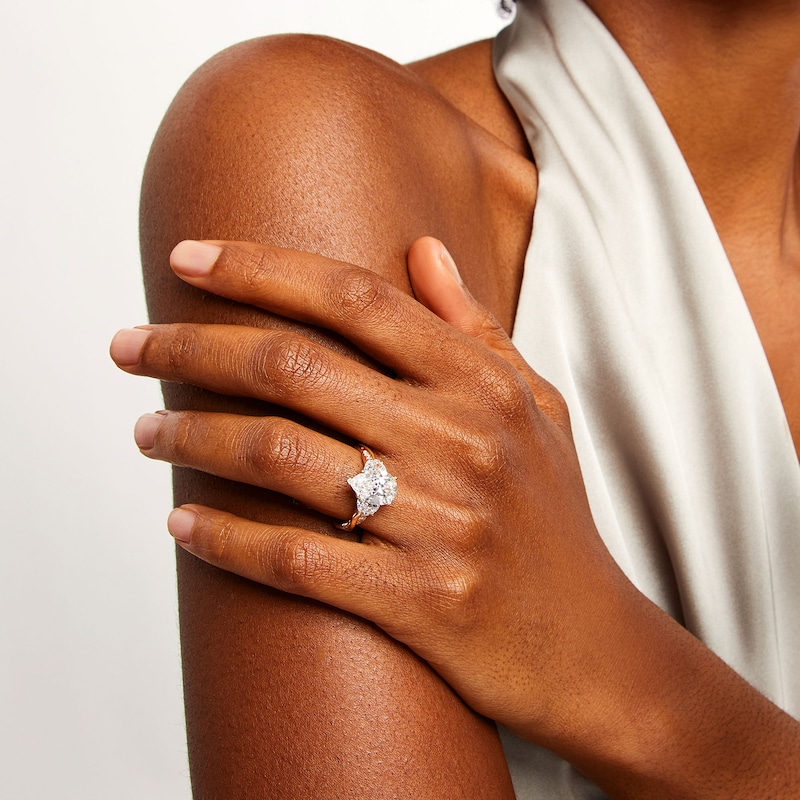 Main Image 2 of 4 CT. T.W. Certified Pear-Shaped and Half-Moon Lab-Grown Diamond Three Stone Engagement Ring in 14K Gold (F/VS2)