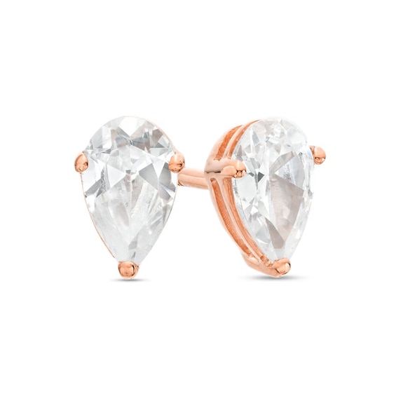 1/2 CT. T.w. Certified Pear-Shaped Lab-Grown Diamond Solitaire Stud Earrings in 14K Rose Gold (F/Si2)