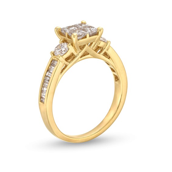 1-3/8 CT. T.w. Quad Princess-Cut Diamond Channel Shank Engagement Ring in 14K Gold