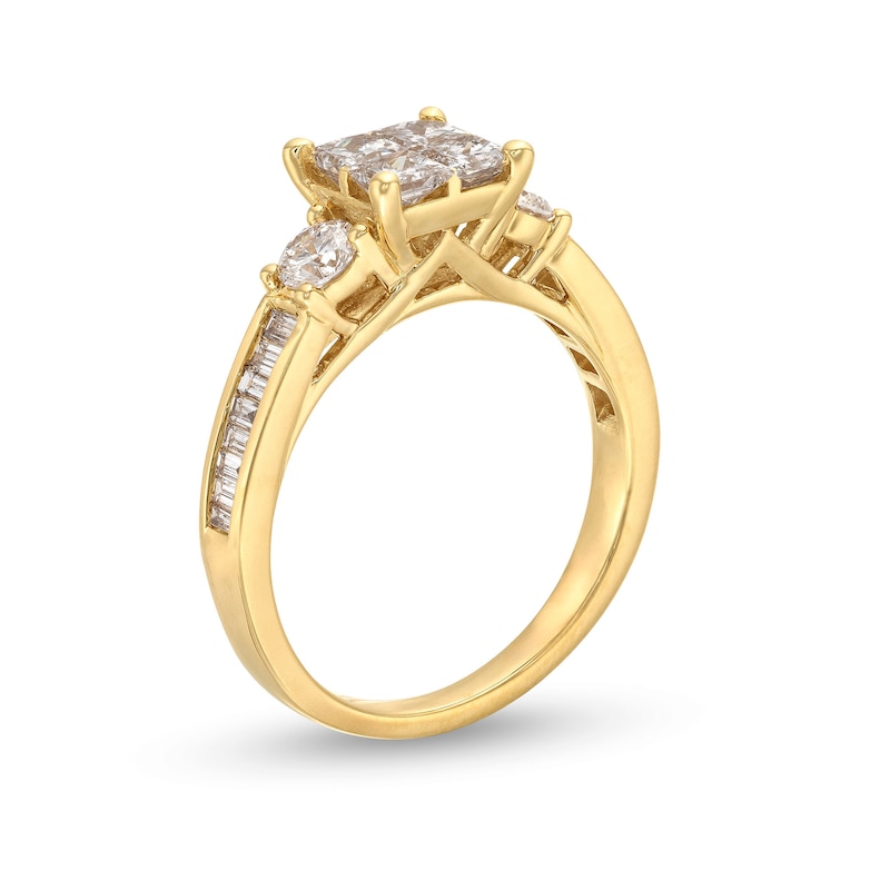 Main Image 3 of 1-3/8 CT. T.W. Quad Princess-Cut Diamond Channel Shank Engagement Ring in 14K Gold