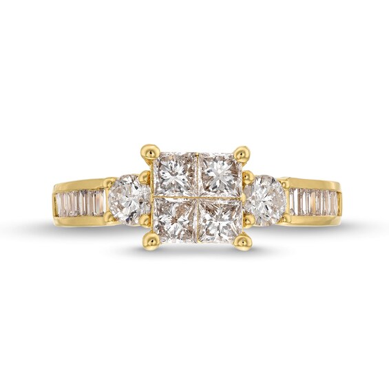 1-3/8 CT. T.w. Quad Princess-Cut Diamond Channel Shank Engagement Ring in 14K Gold