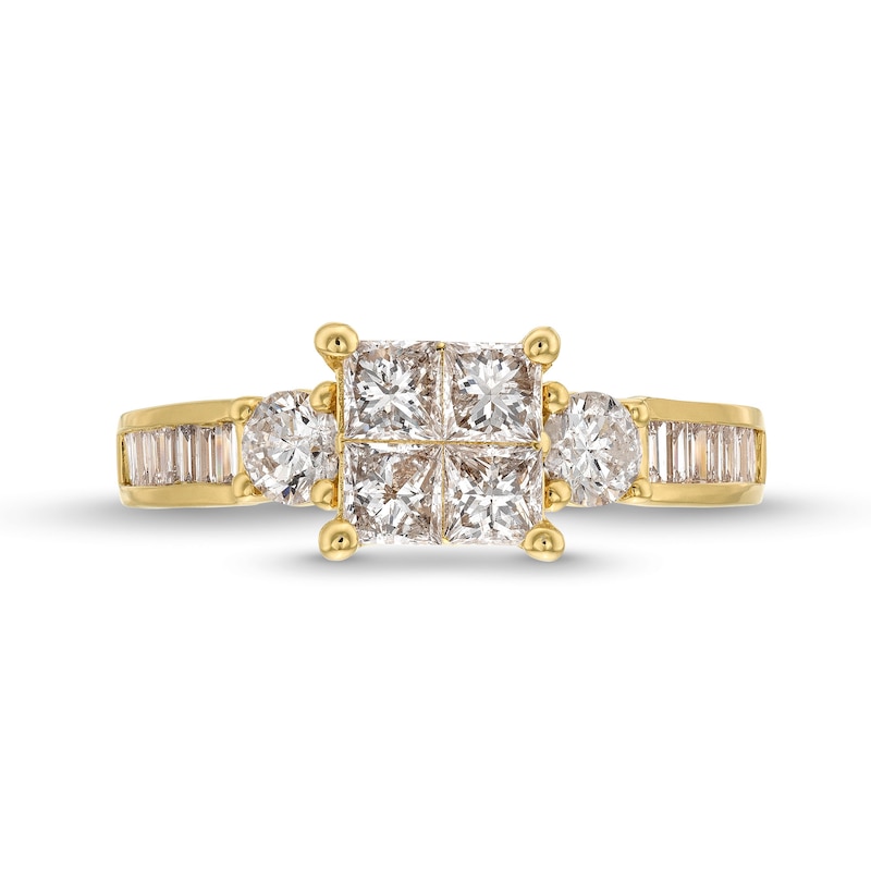Main Image 4 of 1-3/8 CT. T.W. Quad Princess-Cut Diamond Channel Shank Engagement Ring in 14K Gold