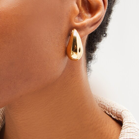 Sculpted Droplet Hoop Earrings in Hollow 14K Gold