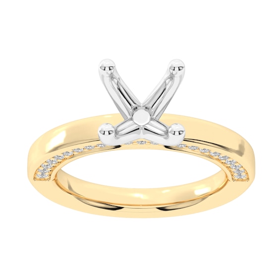 1/3 CT. T.w. Diamond Shank Four-Prong Solitaire Semi-Mount Setting in 14K Gold