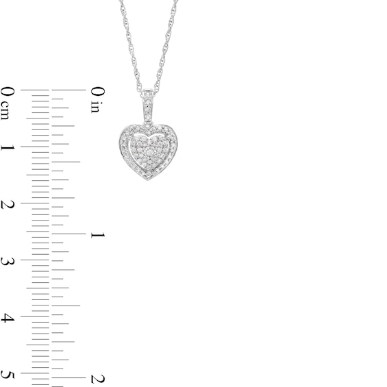 1/4 CT. T.w. Heart-Shaped Multi-Diamond Frame Pendant and Stud Earrings Set in Sterling Silver