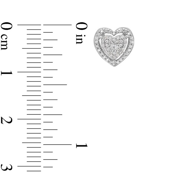 1/4 CT. T.w. Heart-Shaped Multi-Diamond Frame Pendant and Stud Earrings Set in Sterling Silver