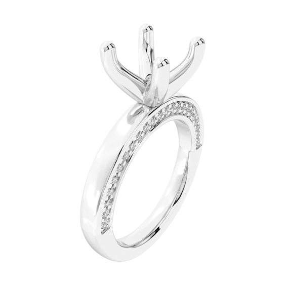 1/3 CT. T.w. Diamond Shank Four-Prong Solitaire Semi-Mount Setting in 14K White Gold