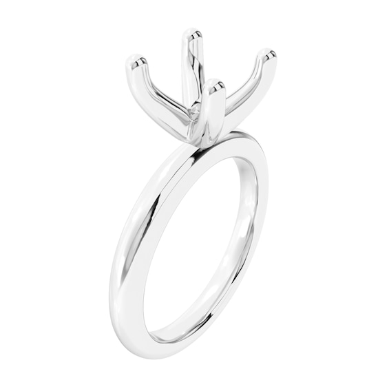 Classic Four-Prong Solitaire Semi-Mount Setting in 14K White Gold