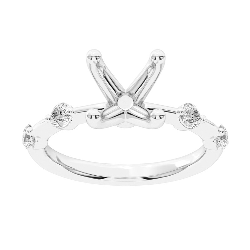 Main Image 1 of 1/4 CT. T.W. Diamond Station Semi-Mount Setting in 14K White Gold