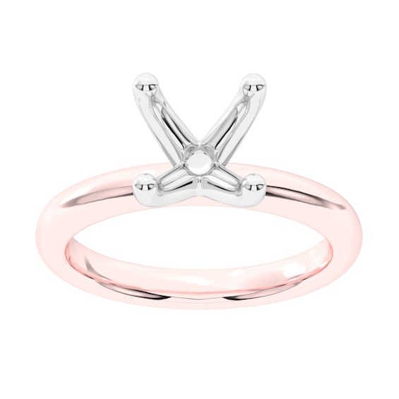Classic Four-Prong Solitaire Semi-Mount Setting in 14K Rose Gold