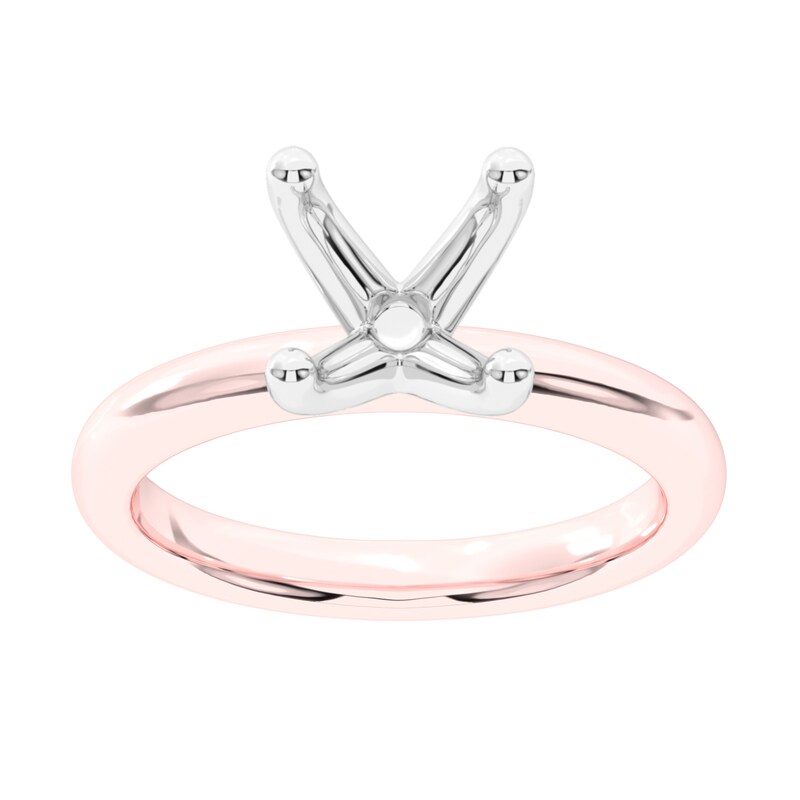 Classic Four-Prong Solitaire Semi-Mount Setting in 14K Rose Gold