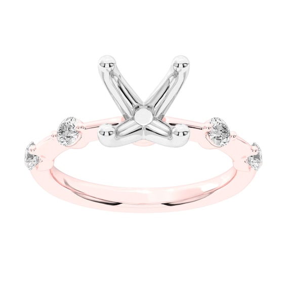 1/4 CT. T.w. Diamond Station Semi-Mount Setting in 14K Rose Gold