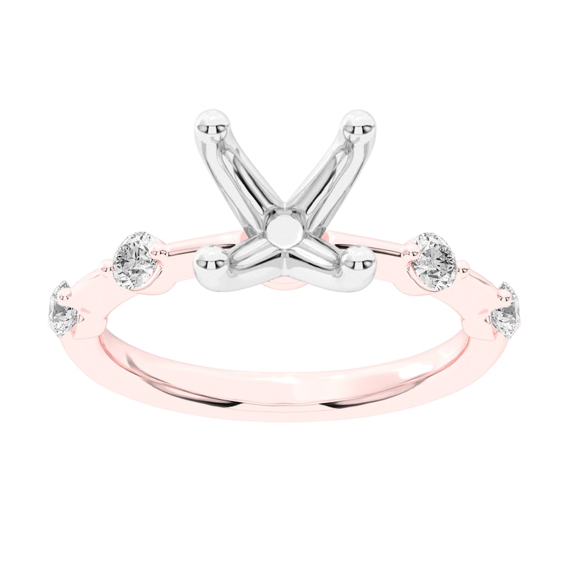 1/4 CT. T.W. Diamond Station Semi-Mount Setting in 14K Rose Gold