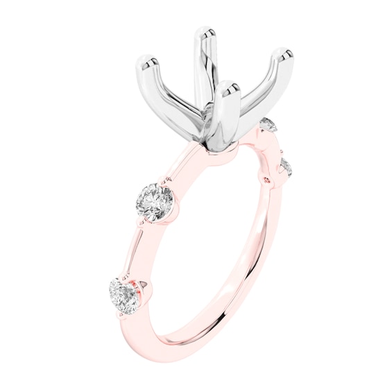 1/4 CT. T.w. Diamond Station Semi-Mount Setting in 14K Rose Gold