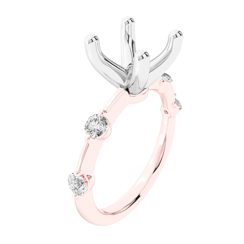 1/4 CT. T.W. Diamond Station Semi-Mount Setting in 14K Rose Gold