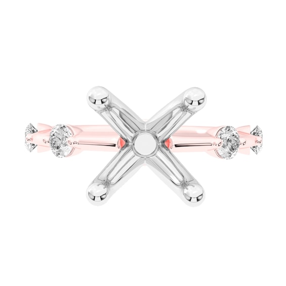 1/4 CT. T.w. Diamond Station Semi-Mount Setting in 14K Rose Gold