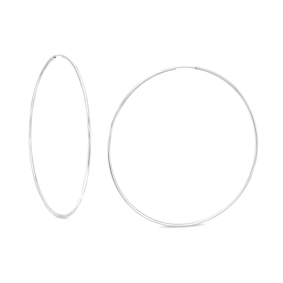80mm Endless Hoop Earrings in Hollow 10K White Gold