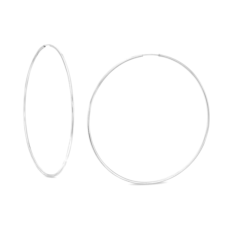 Main Image 1 of 80mm Endless Hoop Earrings in Hollow 10K White Gold