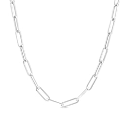 3.8mm Paper Clip Chain Necklace in Hollow 14K White Gold - 18"