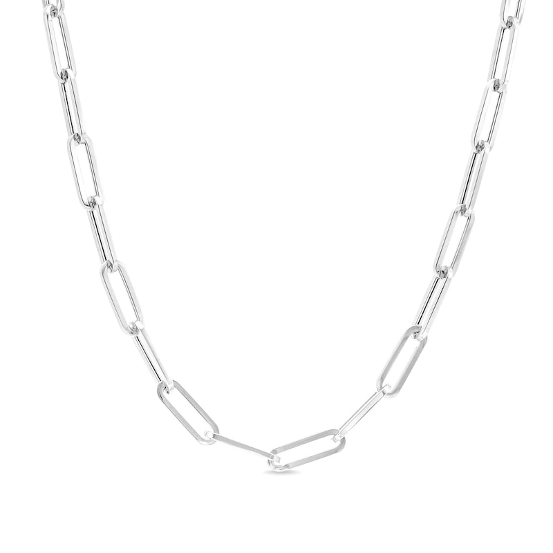Main Image 1 of 3.8mm Paper Clip Chain Necklace in Hollow 14K White Gold - 18"
