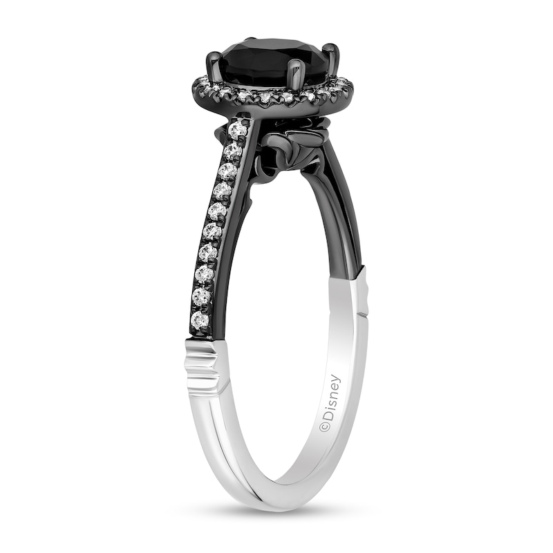 Main Image 2 of Enchanted Disney Villains Maleficent 1-1/6 CT. T.W. Black and White Diamond Frame Engagement Ring in 14K White Gold