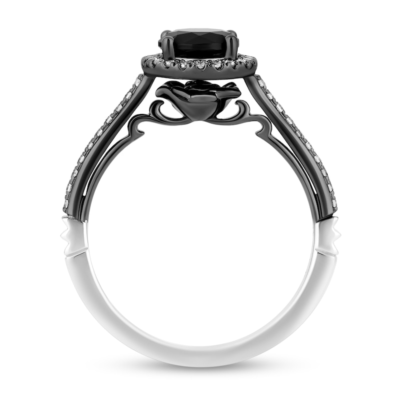 Enchanted Disney Villains Maleficent 1-1/6 CT. T.W. Black and White Diamond Frame Engagement Ring in 14K White Gold