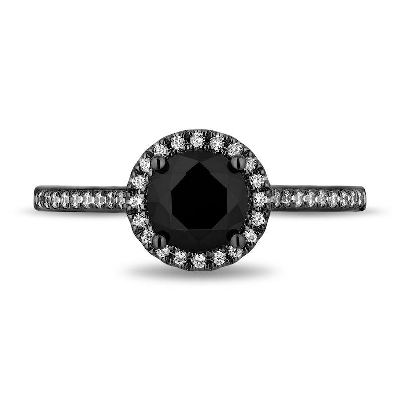 Main Image 4 of Enchanted Disney Villains Maleficent 1-1/6 CT. T.W. Black and White Diamond Frame Engagement Ring in 14K White Gold