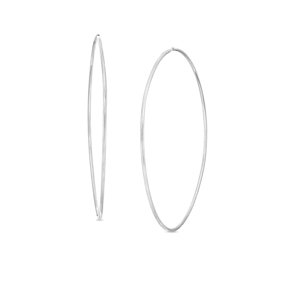 60mm Endless Hoop Earrings in Hollow 10K White Gold