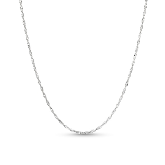 1.25mm Singapore Chain Necklace in Solid 14K White Gold - 16"