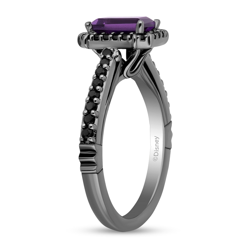 Main Image 2 of Enchanted Disney Villains Ursula Amethyst and 3/8 CT. T.W. Black Diamond Frame Engagement Ring in 14K White Gold