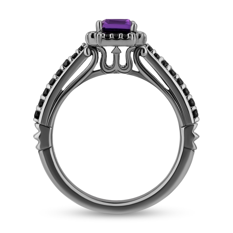 Main Image 3 of Enchanted Disney Villains Ursula Amethyst and 3/8 CT. T.W. Black Diamond Frame Engagement Ring in 14K White Gold