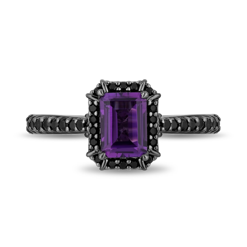 Main Image 4 of Enchanted Disney Villains Ursula Amethyst and 3/8 CT. T.W. Black Diamond Frame Engagement Ring in 14K White Gold