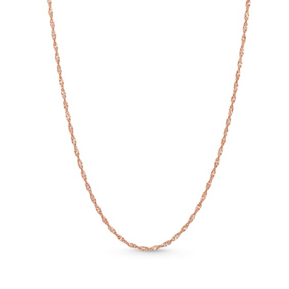 1.25mm Singapore Chain Necklace in Solid 14K Rose Gold - 16"