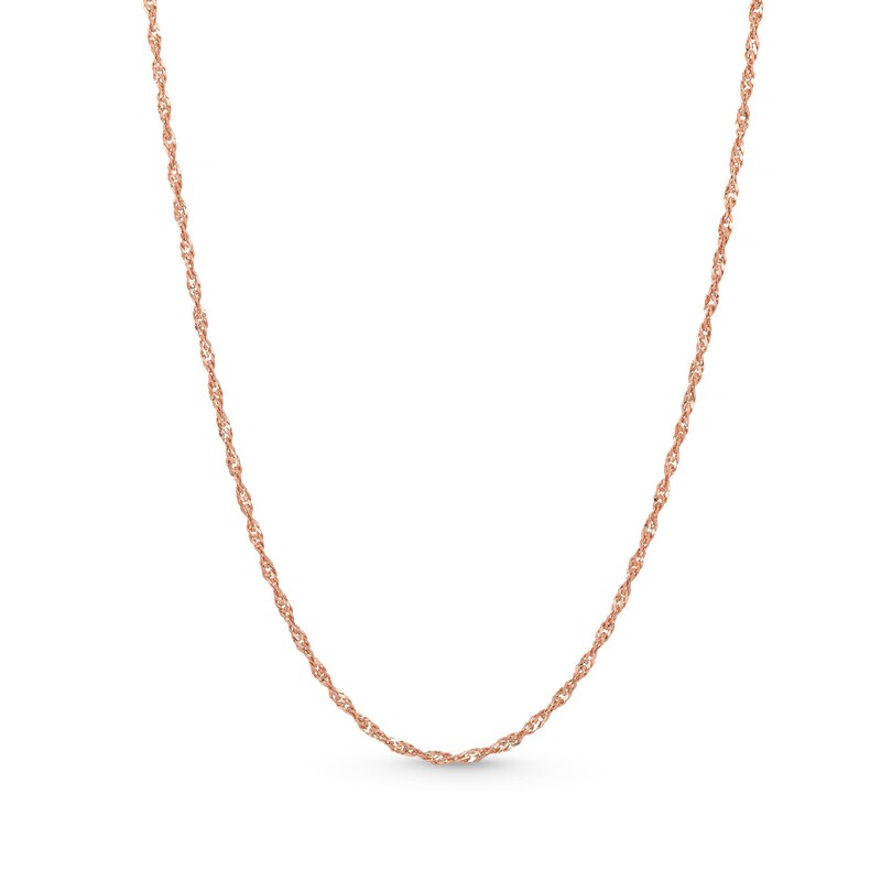 1.25mm Singapore Chain Necklace in Solid 14K Rose Gold - 16"