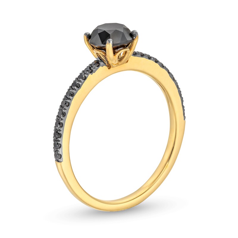 Main Image 3 of 1-1/3 CT. T.W. Black Diamond Engagement Ring in 14K Gold