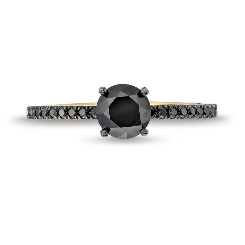 Main Image 4 of 1-1/3 CT. T.W. Black Diamond Engagement Ring in 14K Gold