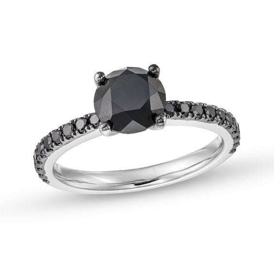 2-3/8 CT. T.w. Black Diamond Engagement Ring in 14K White Gold
