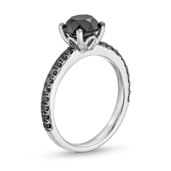 2-3/8 CT. T.w. Black Diamond Engagement Ring in 14K White Gold